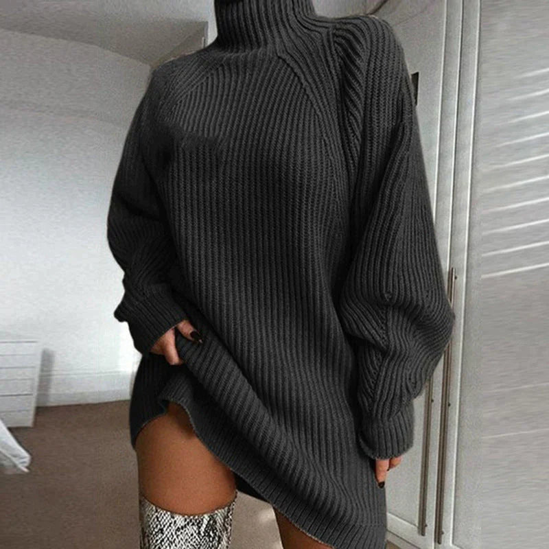 Sophie Luxe Oversized Knit Turtleneck Dress